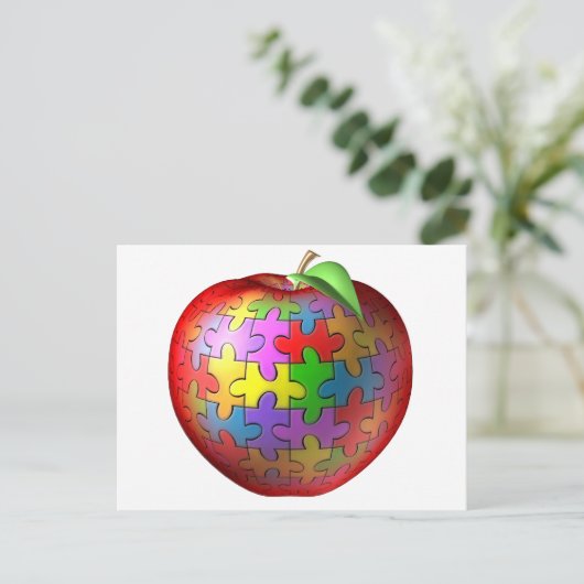 3D Puzzle Apple Postkarte (Stehend Vorderseite)