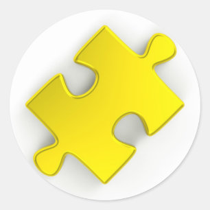 3D Puzzle Piece (Metallic Gold) Runder Aufkleber