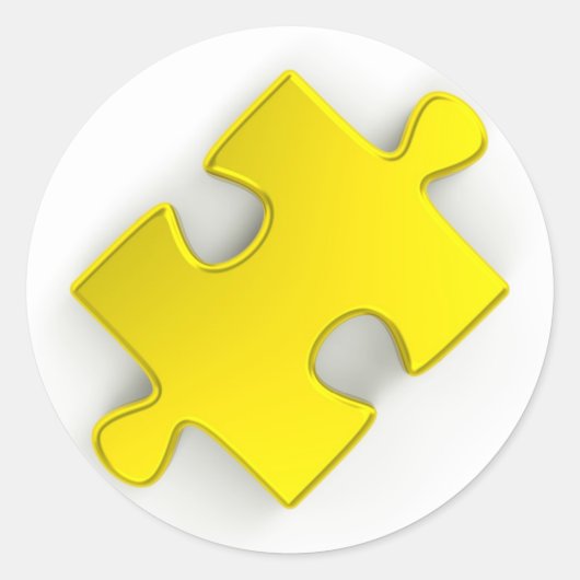 3D Puzzle Piece (Metallic Gold) Runder Aufkleber (Vorderseite)