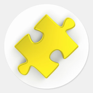 3D Puzzle Piece (Metallic Gold) Runder Aufkleber