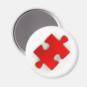 3D Puzzle Piece (Metallic Red) Magnet (Vorderseite/Rückseite)