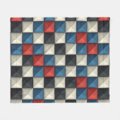 3D Pyramidal Geometric Pattern - Rot, Blau und Cre Fleecedecke (Vorderseite (Horizontal))