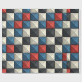 3D Pyramidal Geometric Pattern - Rot, Blau und Cre Geschenkpapier (Flach)