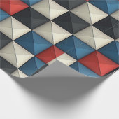 3D Pyramidal Geometric Pattern - Rot, Blau und Cre Geschenkpapier (Ecke)
