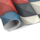 3D Pyramidal Geometric Pattern - Rot, Blau und Cre Geschenkpapier (Rolleneckpunkt)
