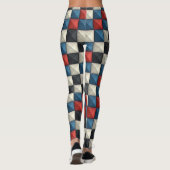 3D Pyramidal Geometric Pattern - Rot, Blau und Cre Leggings (Rückseite)