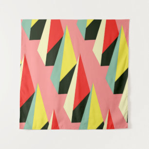 3D Pyramiden: Retro Geometric Vintag. Wandteppich