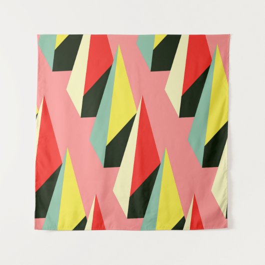 3D Pyramiden: Retro Geometric Vintag. Wandteppich (Vorderseite)
