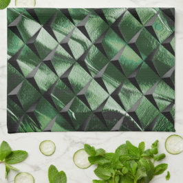 3D-Quadrate mit dunkelgrünem Hintergrund vermische Geschirrtuch