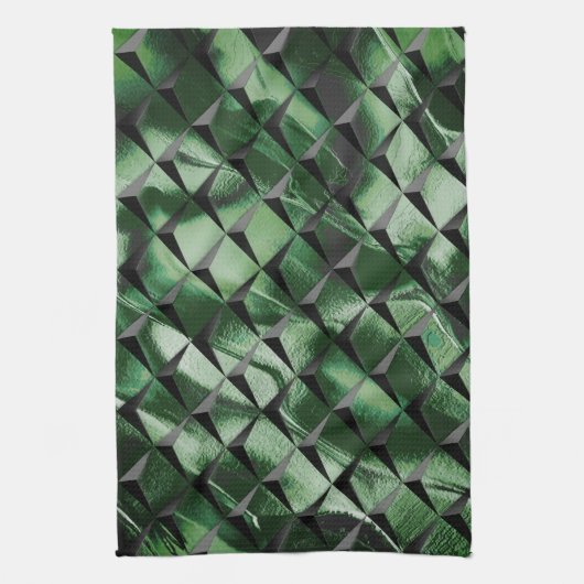 3D-Quadrate mit dunkelgrünem Hintergrund vermische Geschirrtuch (Vertikal)