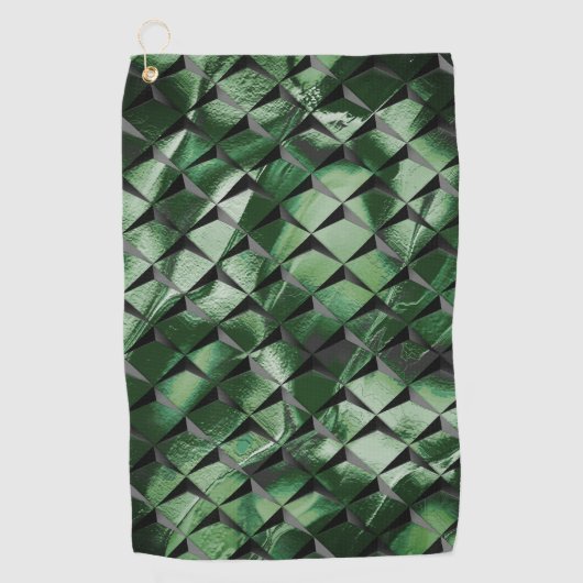3D-Quadrate mit dunkelgrünem Hintergrund vermische Golfhandtuch (Vorderseite)