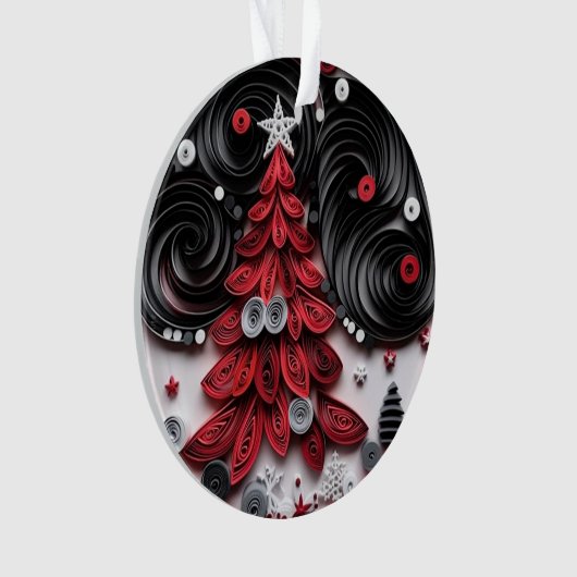 3d Quill Paper Art Weihnachtsbaum und Schneeflocke Ornament (Vorderseite)