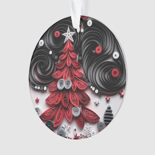 3d Quill Paper Art Weihnachtsbaum und Schneeflocke Ornament (Vorderseite)