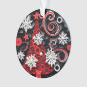 3d Quill Paper Art Weihnachtsbaum und Schneeflocke Ornament (Vorderseite)