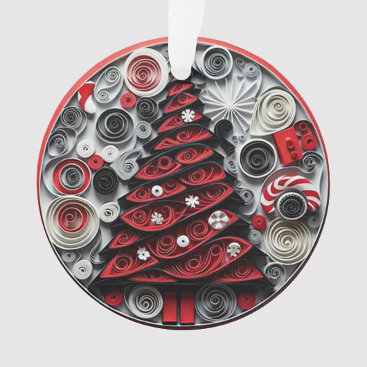 3d Quill Paper Art Weihnachtsbaum und Schneeflocke Ornament (Vorderseite)