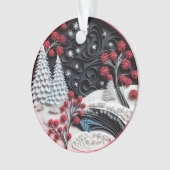 3d Quill Paper Art Weihnachtslandschaft Ornament (Vorderseite)