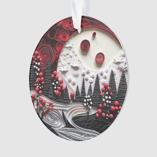 3d Quill Paper Art Weihnachtslandschaft Ornament (Vorderseite)