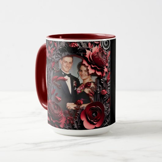 3D-Rahmen in Schwarz und Rot Tasse (Vorderseite Links)