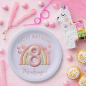 3D Rainbow 8th Birthday Party for Girl Purple Pappteller (Party)