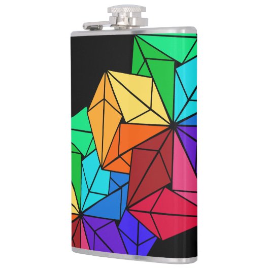 3D-Rainbow-Cube-Dreiecke in Schwarz Flachmann (Links)