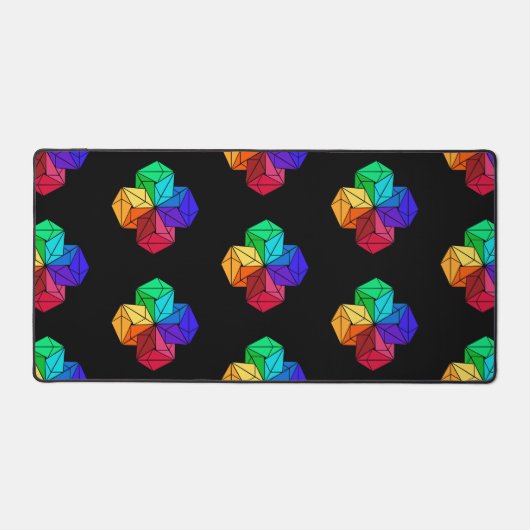3D-Rainbow-Cube-Dreiecke in Schwarz Schreibtischunterlage (Vorderseite)