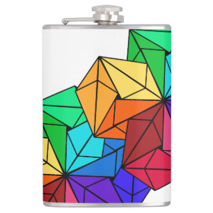 3D-Rainbow-Cube-Dreiecke in Weiß Flachmann