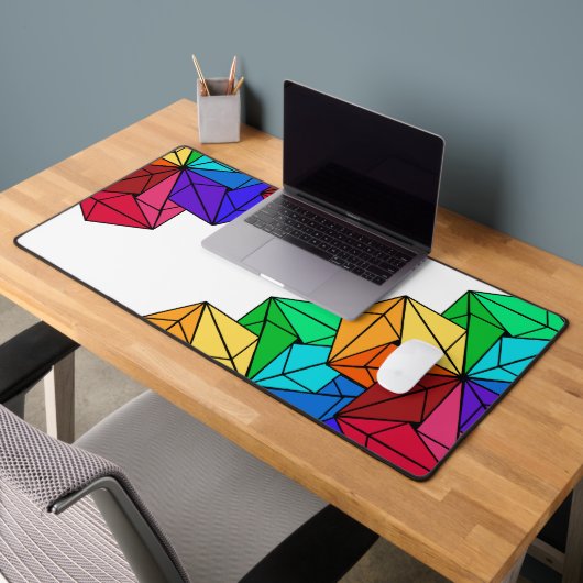 3D-Rainbow-Cube-Dreiecke in Weiß Schreibtischunterlage (Büro 2)