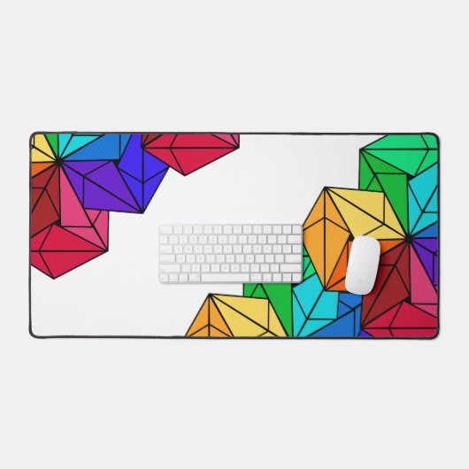 3D-Rainbow-Cube-Dreiecke in Weiß Schreibtischunterlage (Tastatur & Maus)