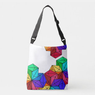 3D-Rainbow-Cube-Dreiecke in Weiß Tragetaschen Mit Langen Trägern