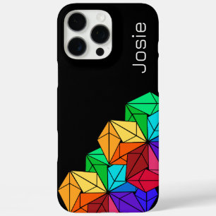 3D-Rainbow-Cube-Dreiecke mit schwarzem Namen iPhone 16 Pro Max Hülle