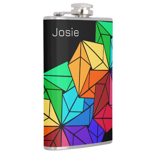 3D-Rainbow-Cube-Dreiecke mit schwarzem Namen Flachmann (Rechts)