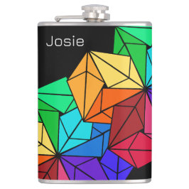 3D-Rainbow-Cube-Dreiecke mit schwarzem Namen Flachmann