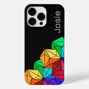 3D-Rainbow-Cube-Dreiecke mit schwarzem Namen iPhone 14 Pro Max Hülle