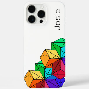 3D-Rainbow-Cube-Dreiecke mit weißem Namen iPhone 16 Pro Max Hülle