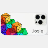 3D-Rainbow-Cube-Dreiecke mit weißem Namen Case-Mate iPhone Hülle (Rückseite (Horizontal))