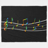 3D Rainbow Musical Notes Score auf Black Fleecedecke (Vorderseite (Horizontal))