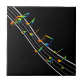 3D Rainbow Musical Notes Score auf Black Fliese (Vorderseite)