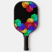 3D-Rainbow-Random-Cube-Dreiecke auf schwarz Pickleball Schläger (Vorderseite)