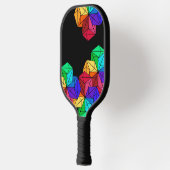 3D-Rainbow-Random-Cube-Dreiecke auf schwarz Pickleball Schläger (Links)