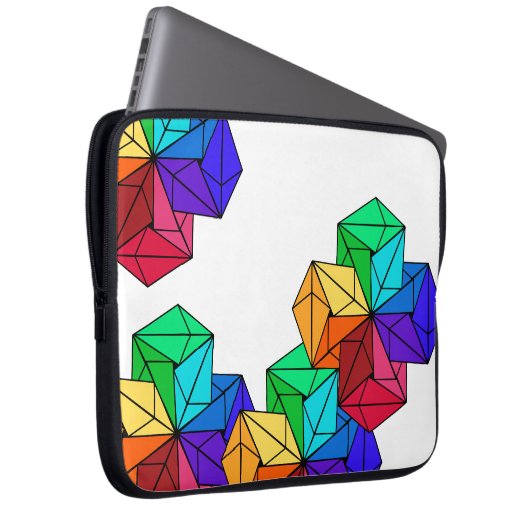 3D-Rainbow-Random-Cube-Dreiecke auf Weiß Laptopschutzhülle (Vorne Rechts)
