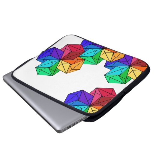 3D-Rainbow-Random-Cube-Dreiecke auf Weiß Laptopschutzhülle (Vorne Knopf)