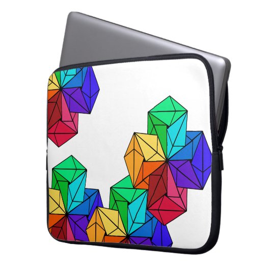 3D-Rainbow-Random-Cube-Dreiecke auf Weiß Laptopschutzhülle (Vorderseite Links)