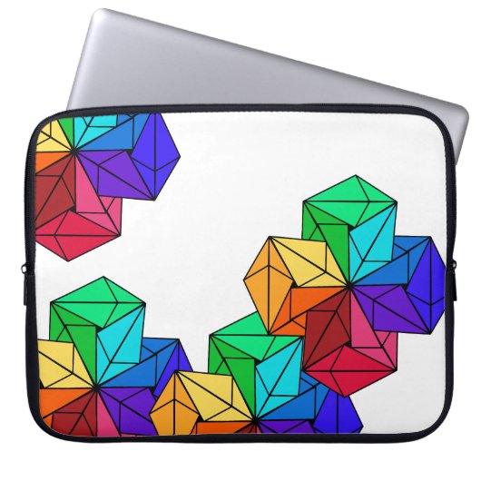 3D-Rainbow-Random-Cube-Dreiecke auf Weiß Laptopschutzhülle (Vorderseite)