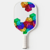 3D-Rainbow-Random-Cube-Dreiecke auf Weiß Pickleball Schläger (Rückseite)