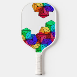 3D-Rainbow-Random-Cube-Dreiecke auf Weiß Pickleball Schläger