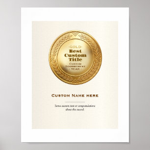 3D realistische Goldmedaille, anpassbare Auszeichn Poster