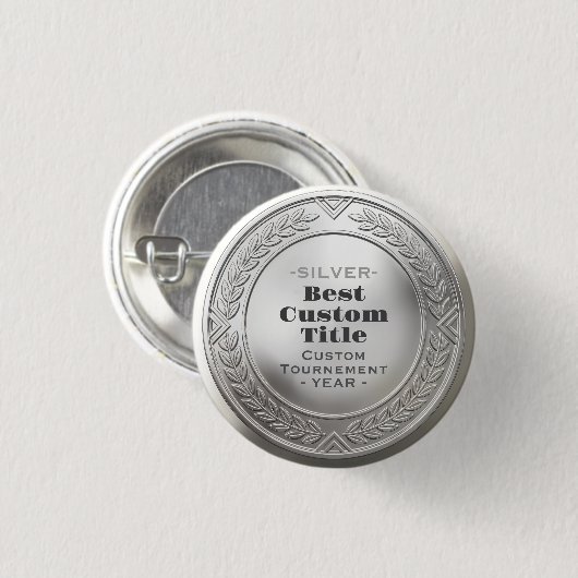 3D realistische Silbermedaille, anpassbare Auszeic Button (Vorne & Hinten)