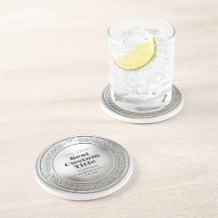 3D realistische Silbermedaille, anpassbare Auszeic Getränkeuntersetzer