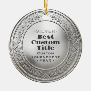 3D realistische Silbermedaille, anpassbare Auszeic Keramik Ornament