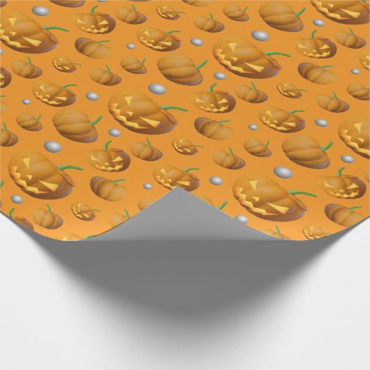 3D Realistischer Jack O'Lantern & Pumpkin Pattern Geschenkpapier (Ecke)